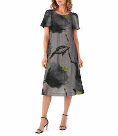Viscose dress layered with organza