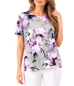 Stretch jersey blouse with drawstring hem