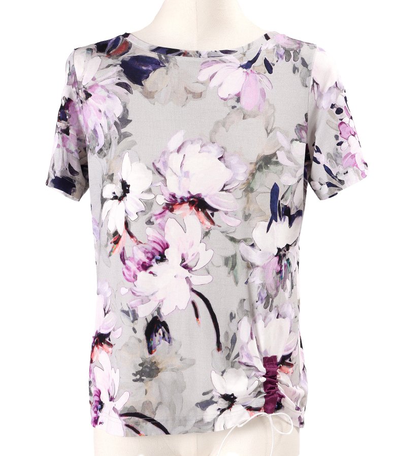 Stretch jersey blouse with drawstring hem