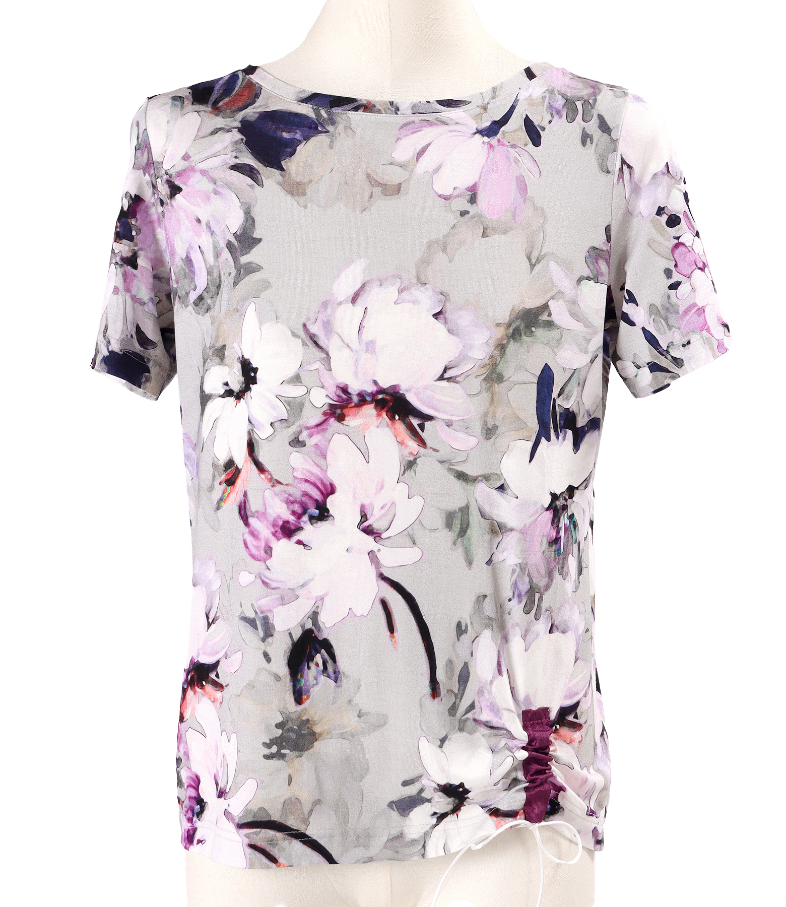 Stretch jersey blouse with drawstring hem