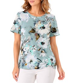 Stretch jersey blouse with drawstring hem