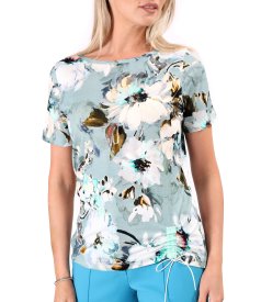 Stretch jersey blouse with drawstring hem