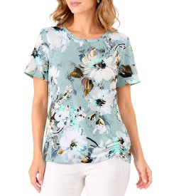Stretch jersey blouse with drawstring hem