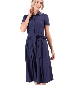 Elegant shirt dress in lightly crinkled viscose