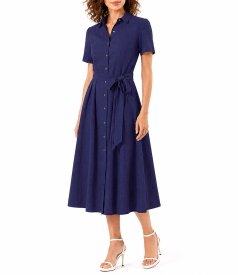 Rochie eleganta tip camasa din viscoza usor creponata