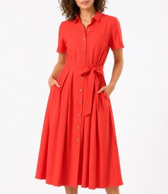 Elegant shirt dress in lightly crinkled viscose