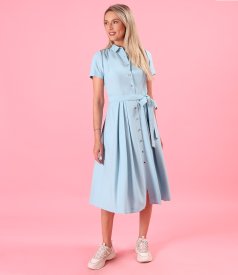 Elegant shirt dress in lightly crinkled viscose