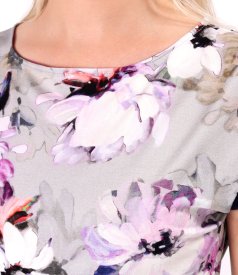 Elegant stretch jersey blouse in floral print