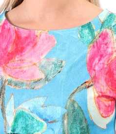 Elegant stretch jersey blouse in floral print