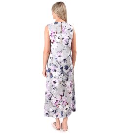 Long elegant dress in viscose with natural silk