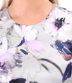 Long elegant dress in viscose with natural silk