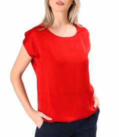 Elegant relaxed-fit satin viscose blouse