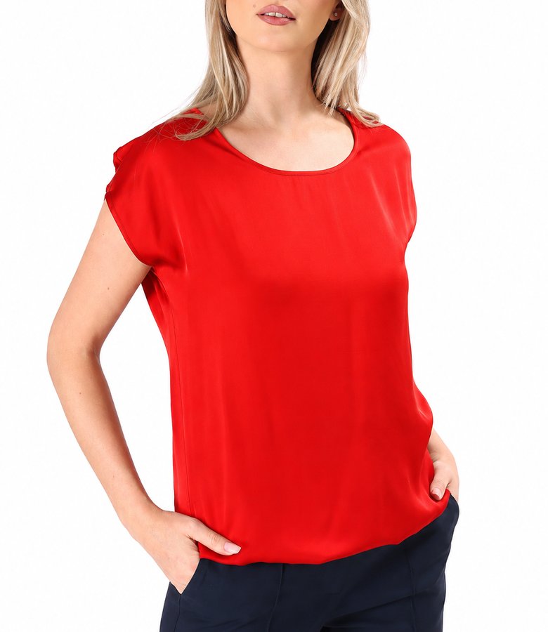 Elegant relaxed-fit satin viscose blouse
