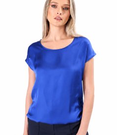 Elegant relaxed-fit satin viscose blouse