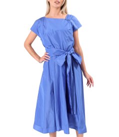 Rochie midi din tafta subtire cu cordon lat in talie