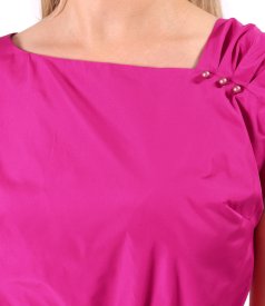 Rochie midi din tafta usoara cu cordon funda si perle