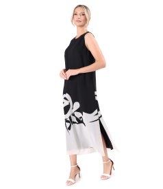 Rochie eleganta lunga din voal imprimat