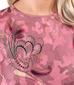 Elegant midi dress in printed viscose