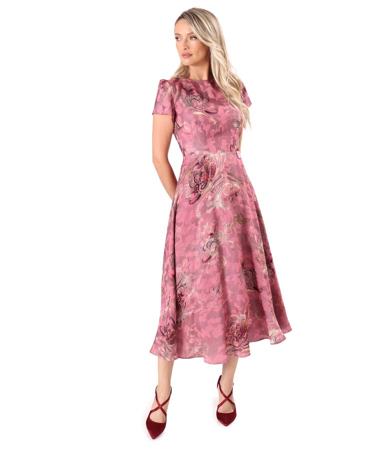 Elegant midi dress in printed viscose
