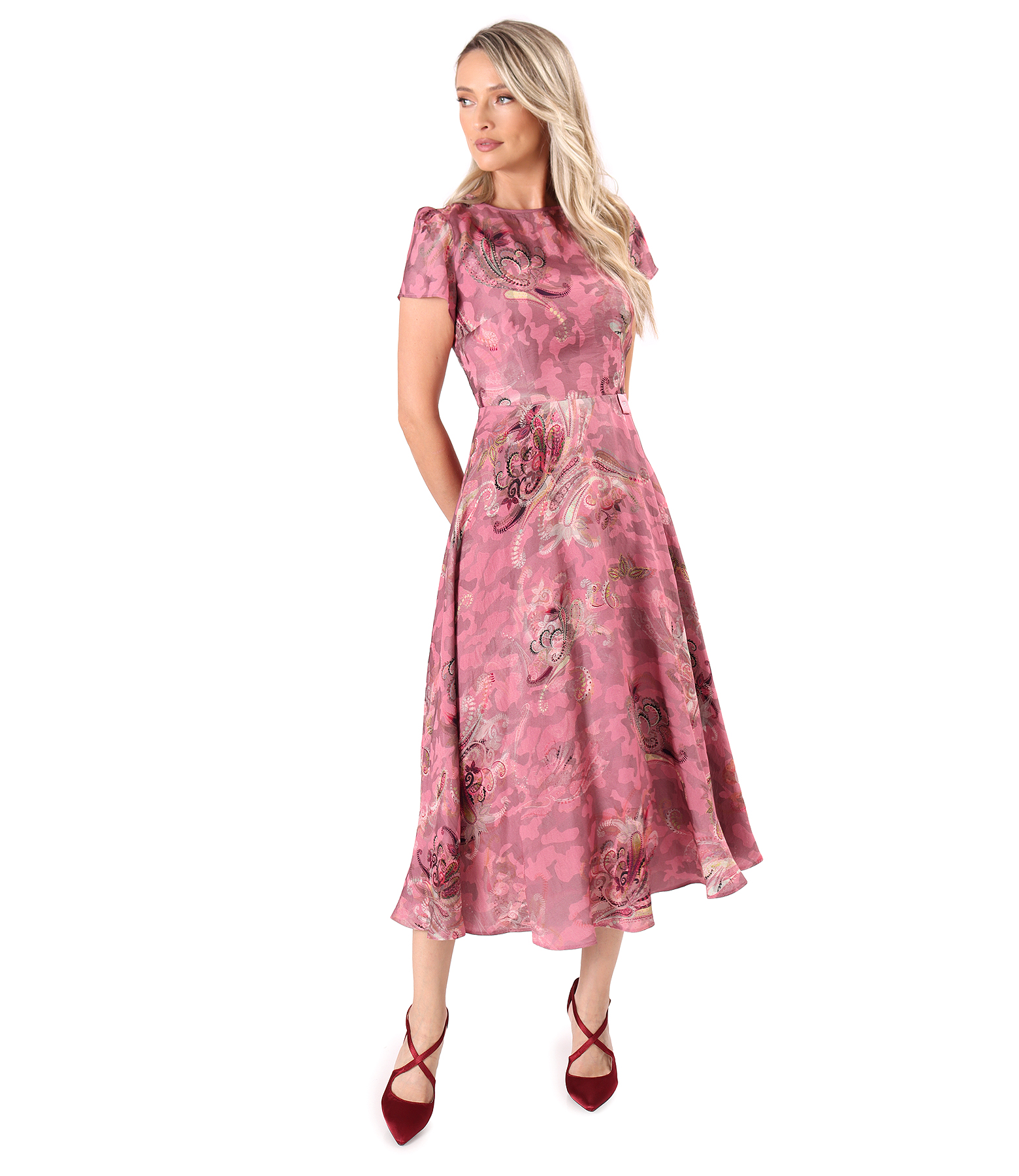 Elegant midi dress in printed viscose
