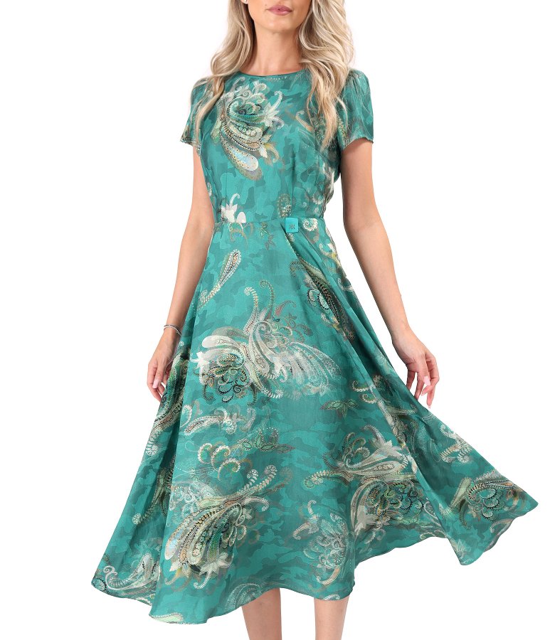 Elegant midi dress in printed viscose