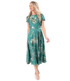 Elegant midi dress in printed viscose