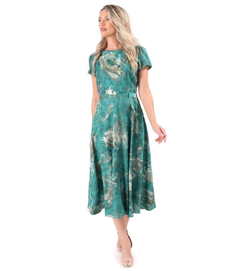 Elegant midi dress in printed viscose