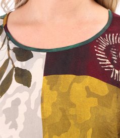 Oversized viscose dress with artistic print