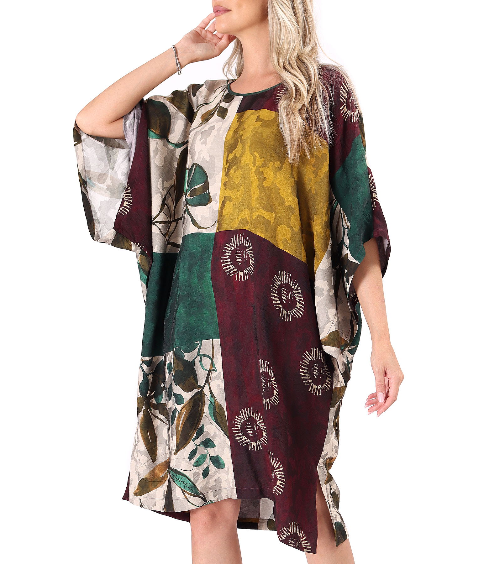 Oversized viscose dress with artistic print