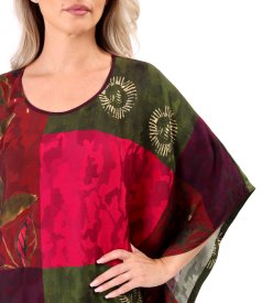 Oversized viscose dress with artistic print