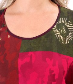 Oversized viscose dress with artistic print
