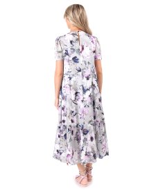 Relaxed-fit midi dress in viscose and silk with floral print