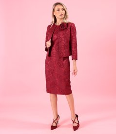 Elegant floral jacquard dress