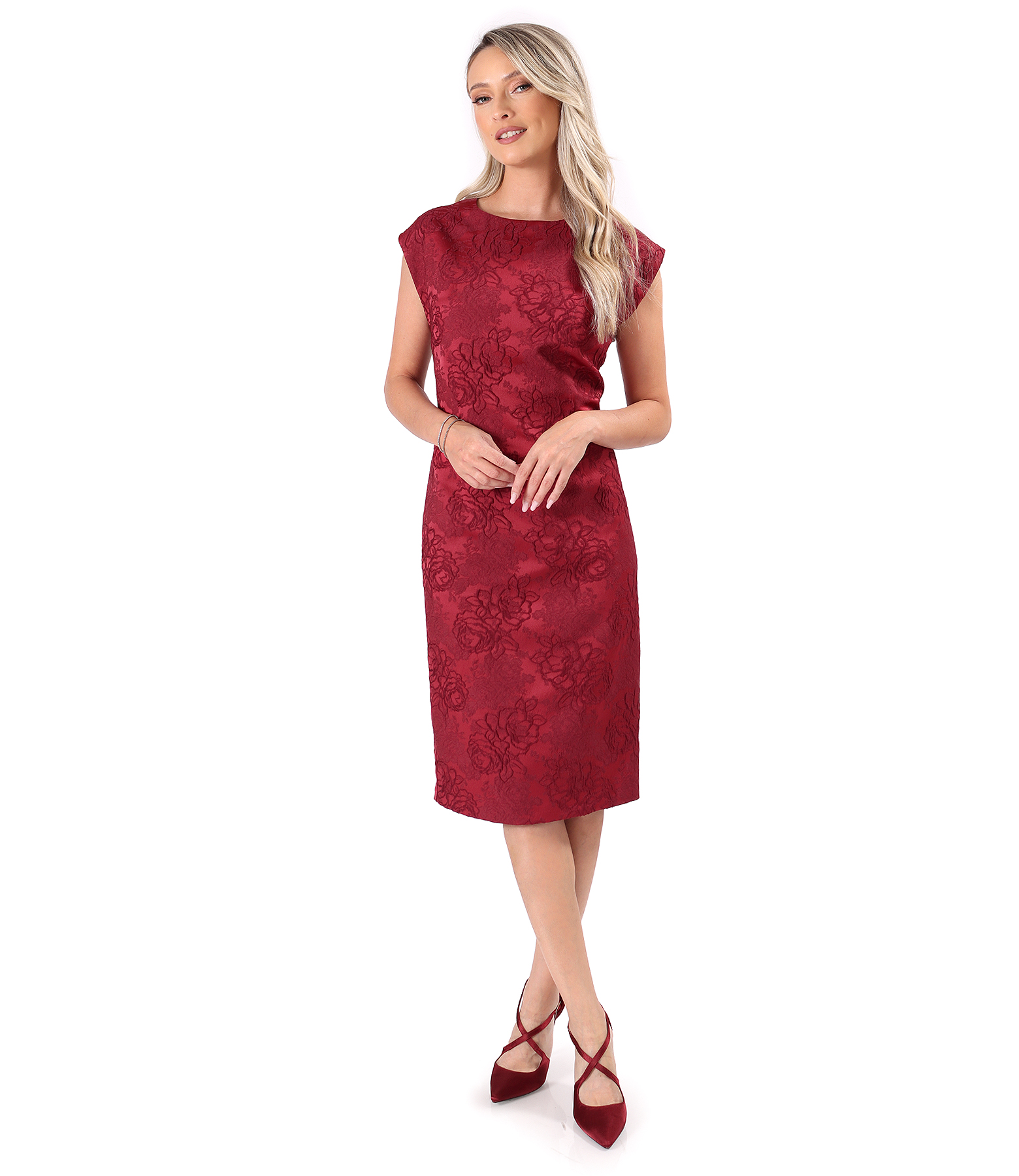 Elegant floral jacquard dress