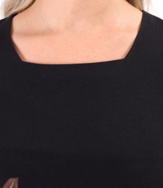 Long viscose dress with floral print and side slit