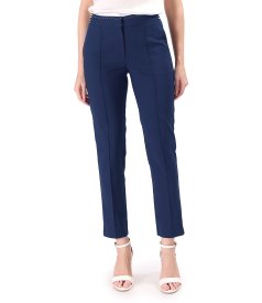 Elegant stretch cotton trousers with decorative elasticated waistband