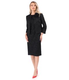 Rochie eleganta din brocart elastic cu motive florale