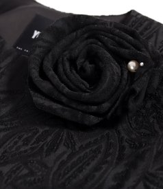 Sacou elegant din brocart elastic cu motive florale