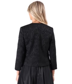 Sacou elegant din brocart elastic cu motive florale