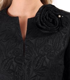 Sacou elegant din brocart elastic cu motive florale