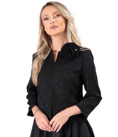 Sacou elegant din brocart elastic cu motive florale