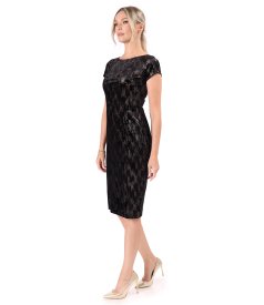 Printed stretch velvet dress