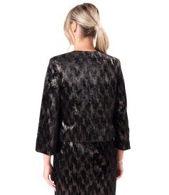 Printed stretch velvet bolero