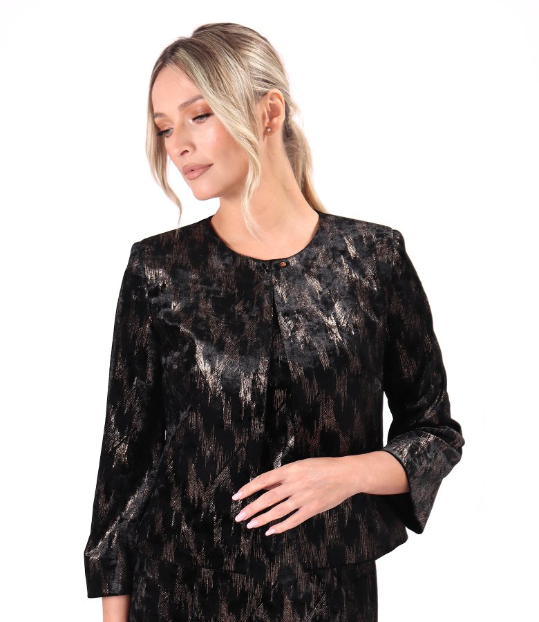Printed stretch velvet bolero