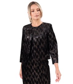 Printed stretch velvet bolero