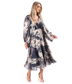 Evening dress in printed chiffon