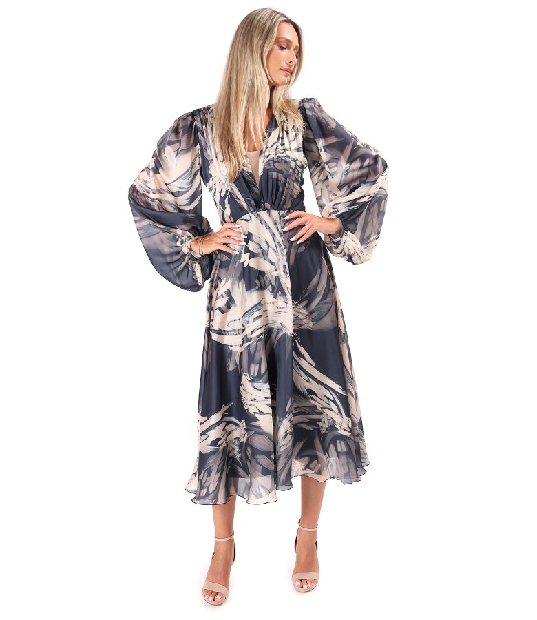 Evening dress in printed chiffon
