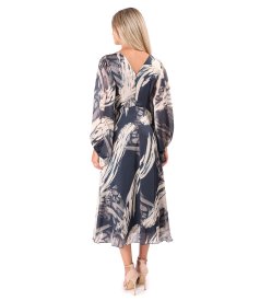 Evening dress in printed chiffon