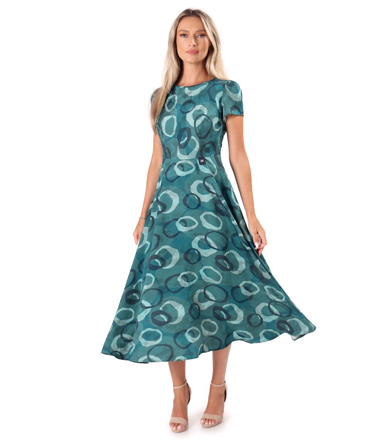 Elegant midi dress in printed viscose