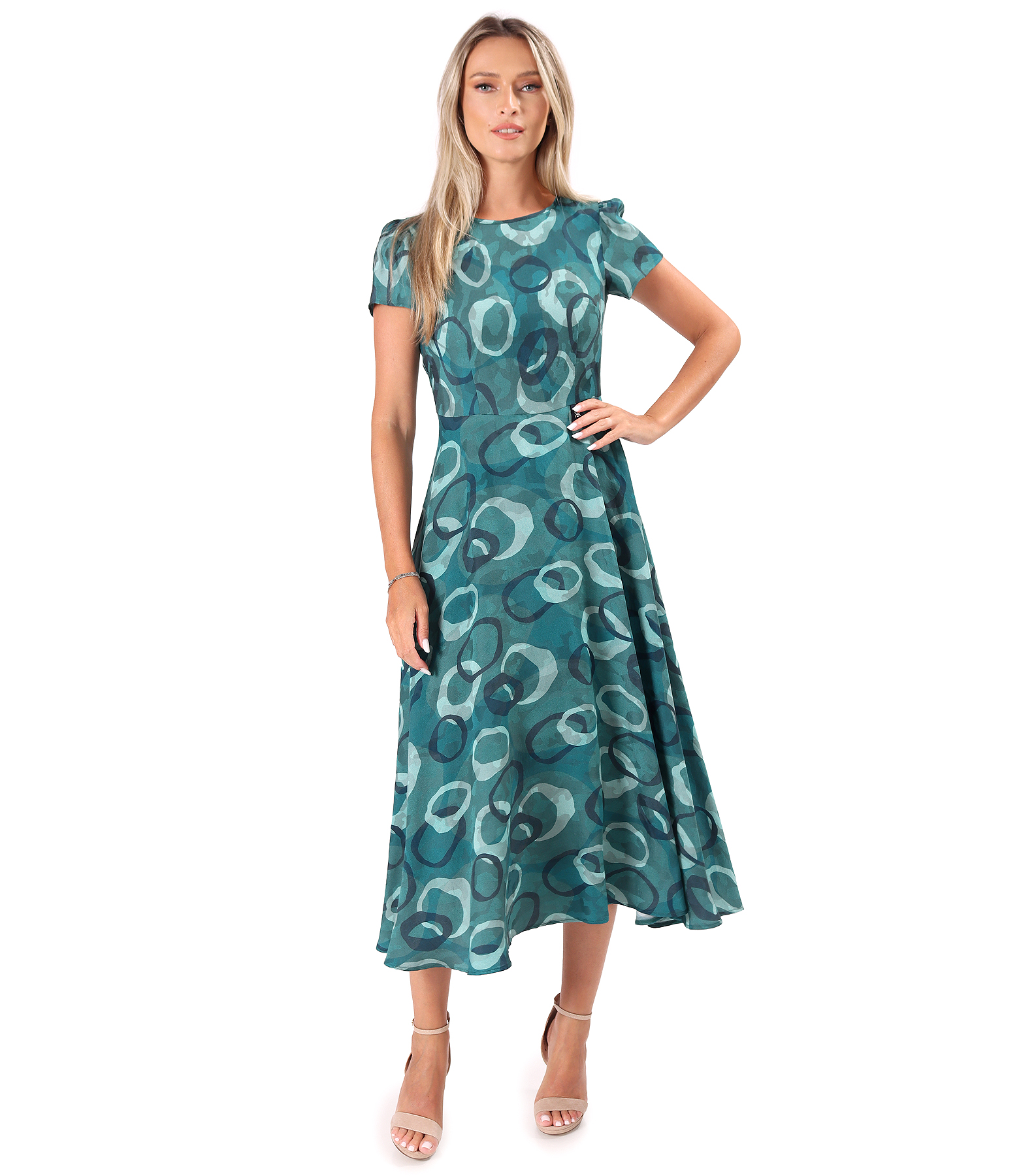 Elegant midi dress in printed viscose